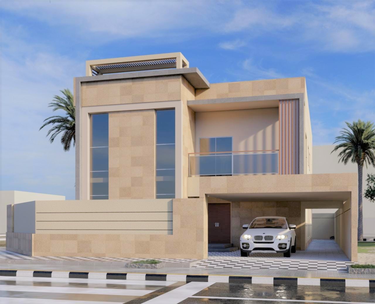 Modern Beige Villa - Daylight